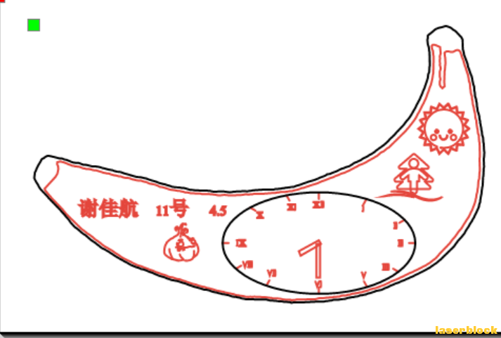 一个时钟，香蕉型，叫香蕉时钟。上面有很多图案